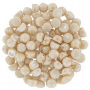 Czech 2-hole Cabochon beads 6mm Chalk White Champagne Luster